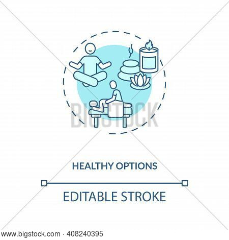 Healthy Options Concept Icon. Business Travel During Covid Pandemic Idea Thin Line Illustration. Qua