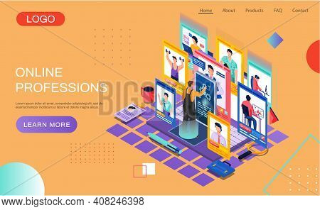 Online Professions. 4ir Revolution, Ai, Iot. Male Worker Chooses New Profession Or Vacancy Online On