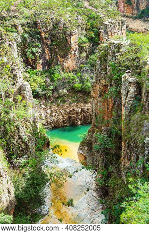 Canyons Of Furnas On A Sunny Day, City's Postcard Of Capitólio Mg Brazil. Landscape Of Eco Tourism O