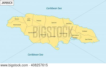 The Jamaica Colorful Administrative Map With Labels
