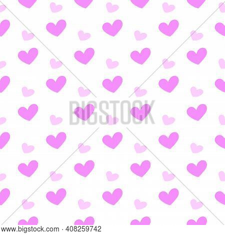 Valentine's Day Seamless Repeating Romantic Pattern With Pink Delicate Hearts. Can Be Used For Wrapp