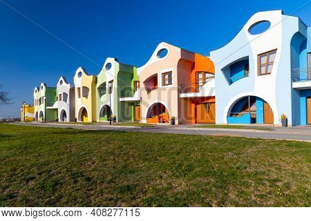 Modern architecture Opile sklepy in Velke Pavlovice, Southern Moravia, Czech Republic