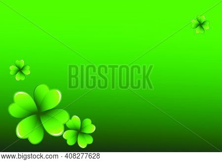 Rich Green Saint Patrick's Day Frame With Four-leaf Clov-er Shamrock Leaves. Irish Festival Celebrat