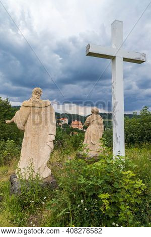 Castle and church in Valec, Western Bohemia, Czech Republic