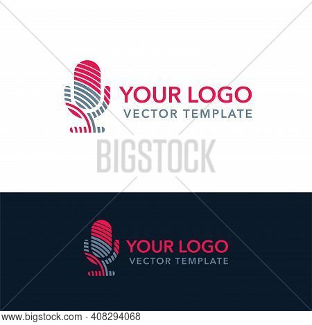 Microphone Pictogram Logo Template For Leading, Singer, Event, Karaoke Party