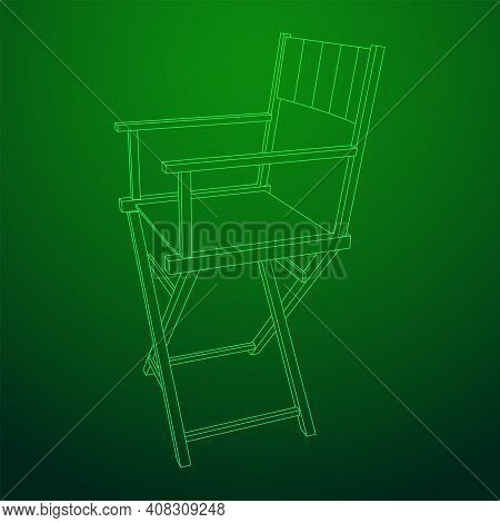 Director Movie Workplace Chair. Wireframe Low Poly Mesh Vector Illustration