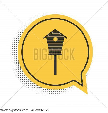 Black Bird House Icon Isolated On White Background. Nesting Box Birdhouse, Homemade Building For Bir