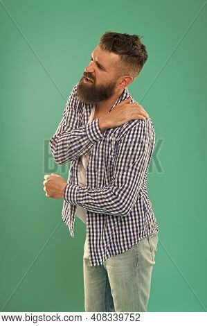 Crick Concept. Trauma And Treatment. Problems With Health. Guy Feel Pain In Shoulder. Healthcare And