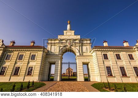 Old Partly Restored Palace In Ruzhany, Belarus. Brest Region. The Main Seat Of The Senior Line Of Th
