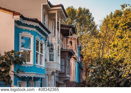 Colorful Wooden Buildings At The Kuzguncuk. Kuzguncuk Is A Neighborhood In The Uskudar District In I