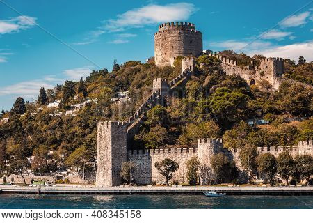 A View From The Bosphorus To Rumelihisari, Known As The Rumelian Castle And Hissar Rumeli Castle In 