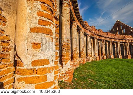 Old Partly Restored Palace In Ruzhany, Belarus. Brest Region. The Main Seat Of The Senior Line Of Th