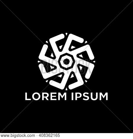 Abstract Propeller Octagon Logo Template In Flat Design Monogram Illustration