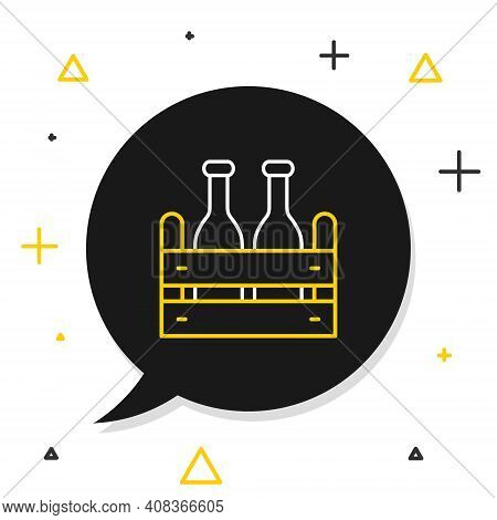 Line Pack Of Beer Bottles Icon Isolated On White Background. Wooden Box And Beer Bottles. Case Crate