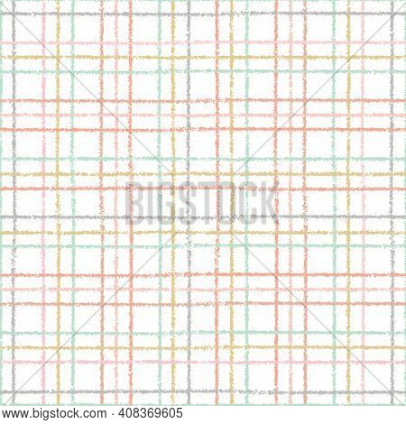 Check Pattern Design. Cute Textured Checked Geometric Seamless Repeat. Vector Plaid Illustration