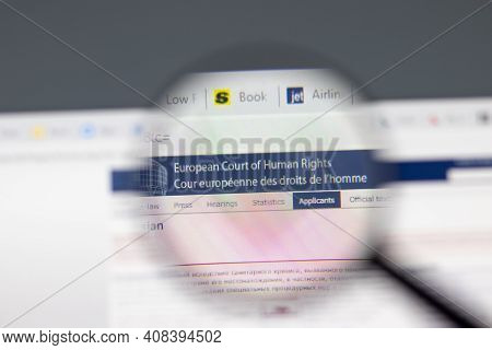 New York, Usa - 15 February 2021: Echr European Court Of Human Rights Website In Browser With Compan