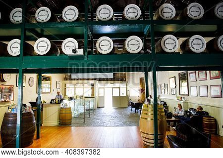 Bushmills, Ireland - July 7, 2019: Interior And Bar Of Old Bushmills Distillery, County Antrim, Nort