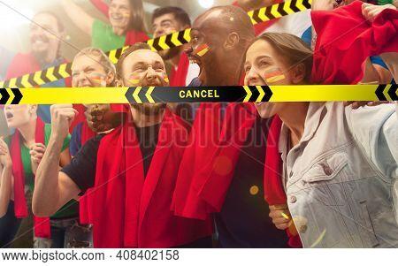 Lockdown. Germanian Soccer, Football Fans Cheering For Favourite Sport Team With Bright Emotions Beh