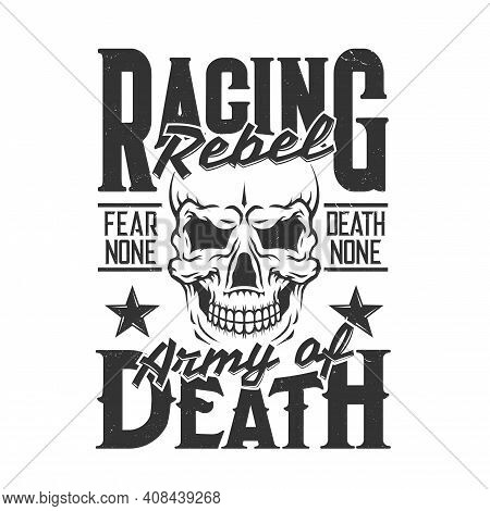 Car Racing Skull T-shirt Print, Sport Rally Races Vector Shirt Tee. Hot Rod Wheels Dragster And Extr
