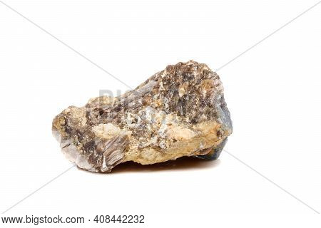 Macro Mineral Stone Corundum In Rock A White Background