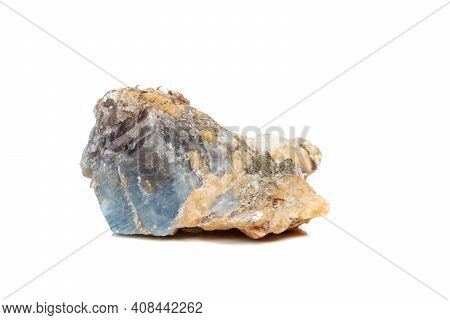 Macro Mineral Stone Corundum In Rock A White Background