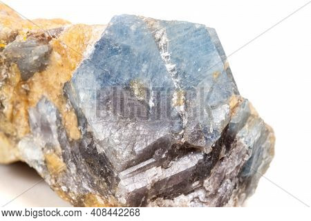 Macro Mineral Stone Corundum In Rock A White Background