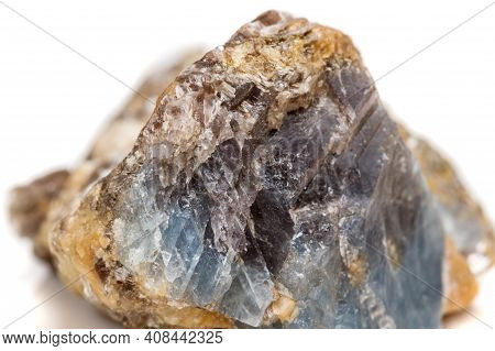 Macro Mineral Stone Corundum In Rock A White Background