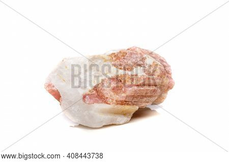 Macro Mineral Stone Tourmaline In The Breed A White Background