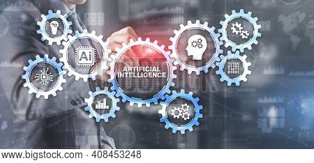 Ai Artificial Intelligence Machine Learning Neural Network. Innovation Technology Concept. Mixed Med