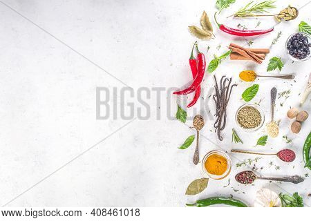 Fresh Herbs, Dried Colorful Spices