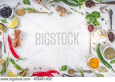 Fresh Herbs, Dried Colorful Spices