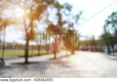 Blurred Park, Natural Background And Sunset Photo