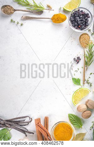 Fresh Herbs, Dried Colorful Spices