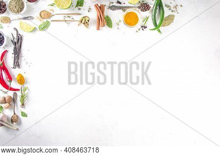 Fresh Herbs, Dried Colorful Spices