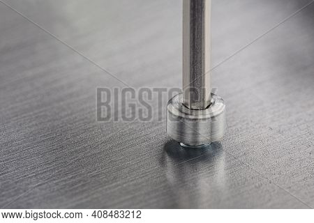 Hex Wrench Screw Hex Bolt In Metal Steel Plate. Spanner, Bolt, Screw And Nuts.