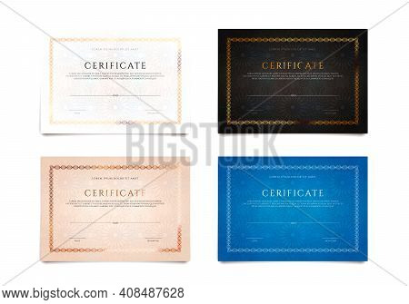Set Of Different Winner Luxury Certificate Design, Blank Diploma On White