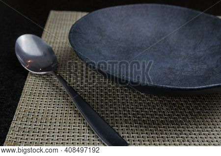Beautiful Empty Black Slate Plate