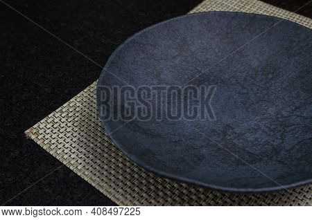 Beautiful Empty Black Slate Plate