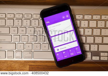 São Paulo Brazil. February 6, 2021: Screen Of The Brazilian Nubank Fintech Application, A Pioneer In