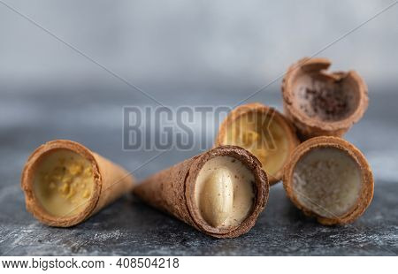 Close Up Photo Different Kinds Sweet Conus Candies