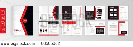 A4 Size 16 Page Brochure Creative Design. Multipurpose Template With Cover, Back And Inside Pages. T