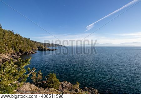 View Of The Pacific Ocean From Iron Mine Bay On Vancouver Island, British Columbia