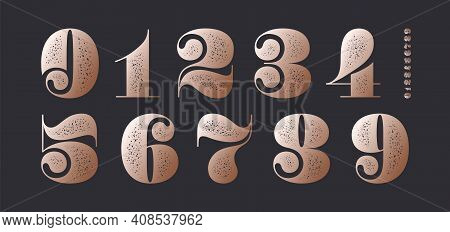 Number Font. Font Of Numbers In Classical French Didot Or Didone Style With Contemporary Geometric D