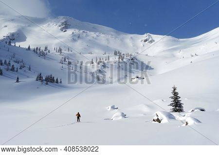 Ski tour in Godeanu Mountains, Carpathians, Romania, Europe