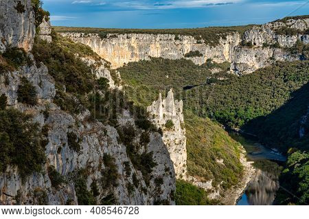Landscape View Around The Village Le Garn And The Ardeche Mountains In France