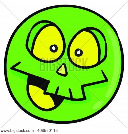Emoticon Ball With A Laughing Face. Doodle Icon Image. Cartoon Caharacter Cute Doodle Draw