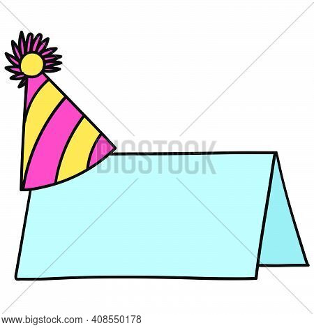 Blank Paper Space For The Text Template. Doodle Icon Image. Cartoon Caharacter Cute Doodle Draw