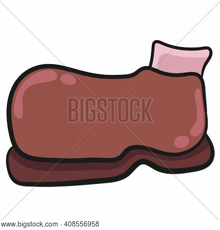 Loafers For Work In Brown. Doodle Icon Image. Cartoon Caharacter Cute Doodle Draw