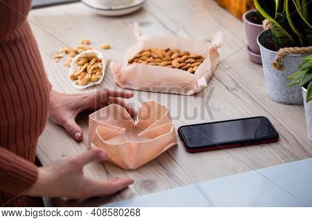 Snack Or Lunch To Take Away, Wrapped In Beeswax Cloth