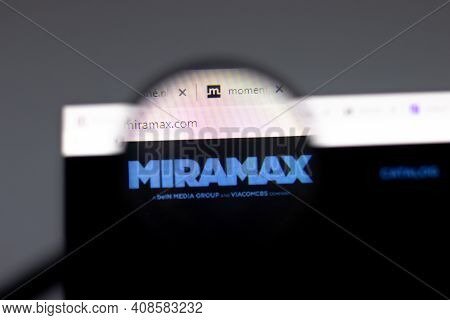 New York, Usa - 15 February 2021: Miramax Website In Browser With Company Logo, Illustrative Editori